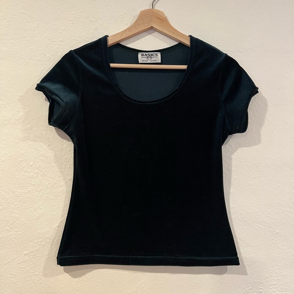 Vintage dark green velvet tshirt - Picture 4 of 6